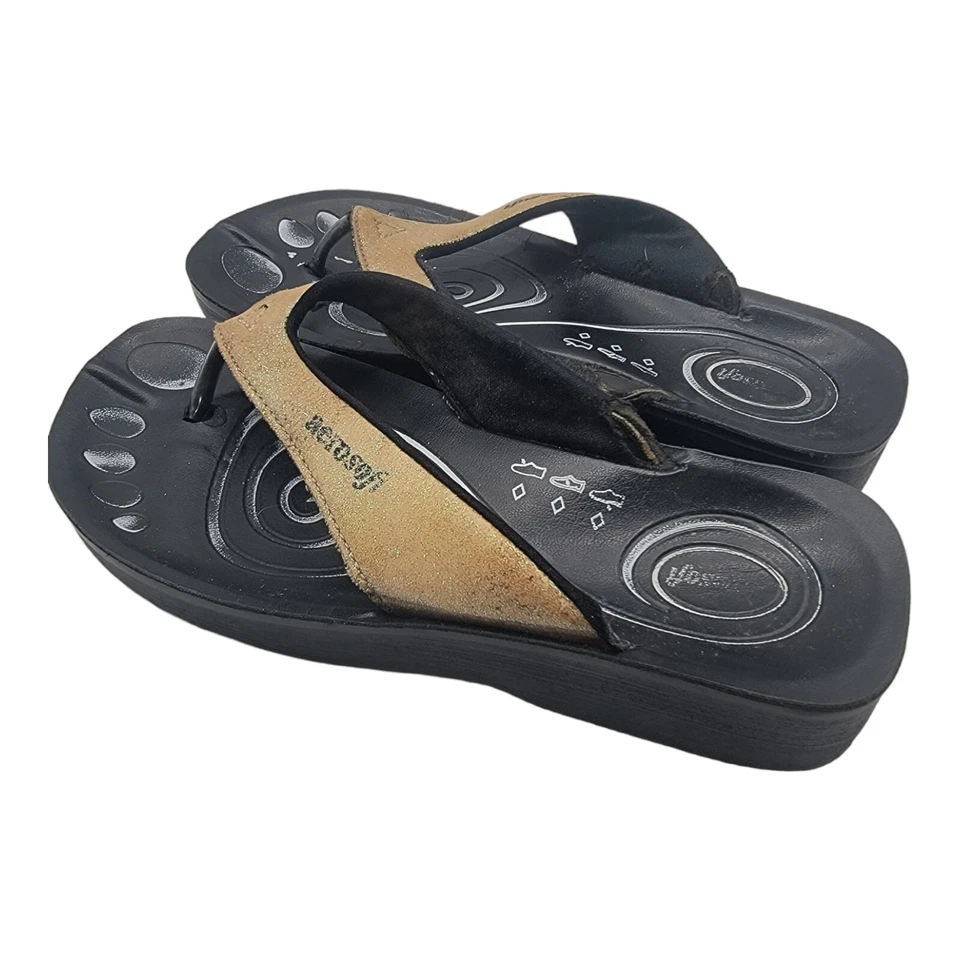 Aerosoft Shoes Womens Size 36 Gliteratti Black Orthotic Thong Style Flip Flops - Image 4 of 4