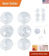 Dual-Purpose 2.5'' Suction Cup Hooks - Heavy-Duty Wall & Glass Holders, 6 Pieces