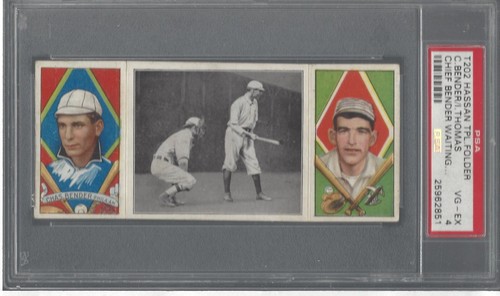 C. Bender, I. Thomas [Chief Bender Waiting] 1912 T202 Hassan Triple Folder card