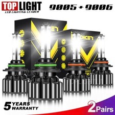 9005 9006 LED Headlights Kit Combo Bulbs 6500K High Low Beam Super White Bright