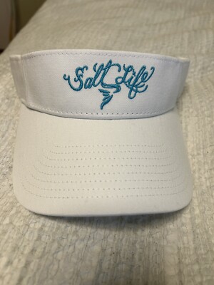 Salt Life NWT Women s Visor  Size O White Turquoise Adjustable Embroidered Hat
