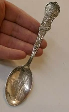 Antique Sterling Kansas, Topeka State Capital Souvenir Spoon by Mechanics Silver