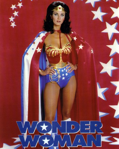 Wonder Woman TV Series Lynda Carter busty in outfit with cape 8x10 photo w.logo | eBay