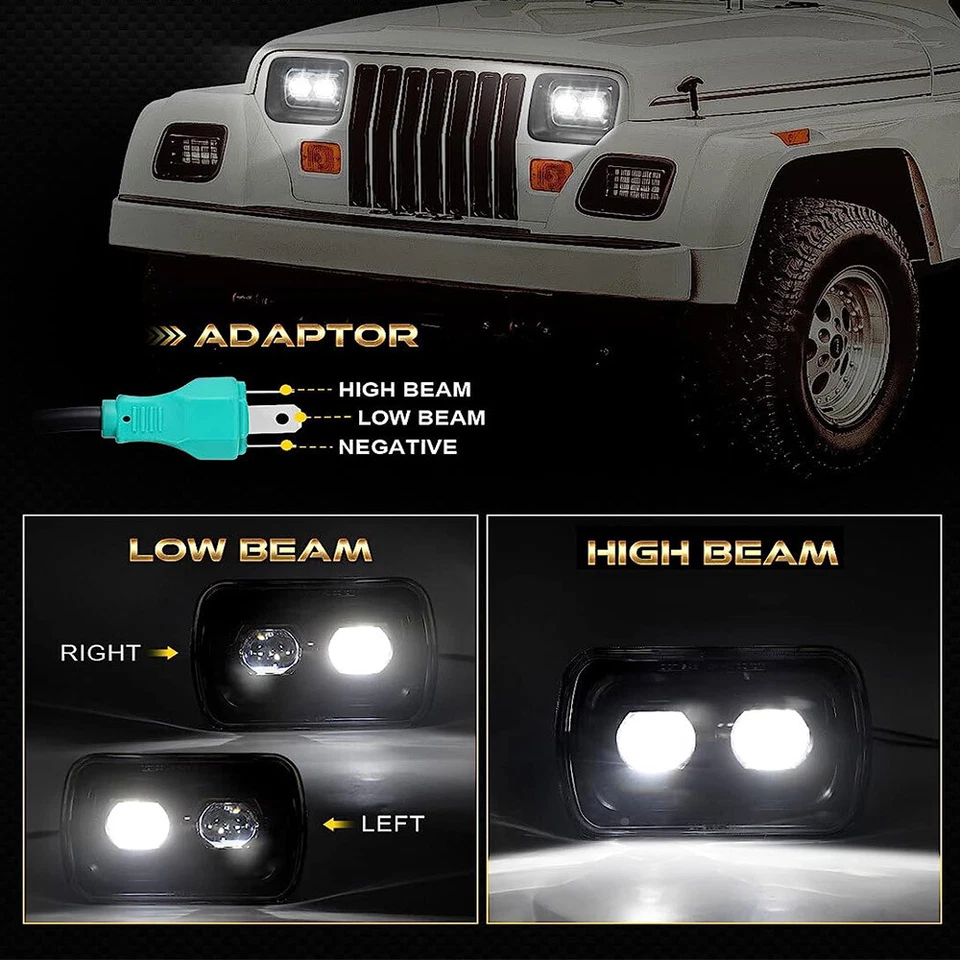 Pair 5x7" 7x6 LED Headlights High Low Beam For GMC K2500 K3500 C1500 Savana 1500 - Image 2 of 4