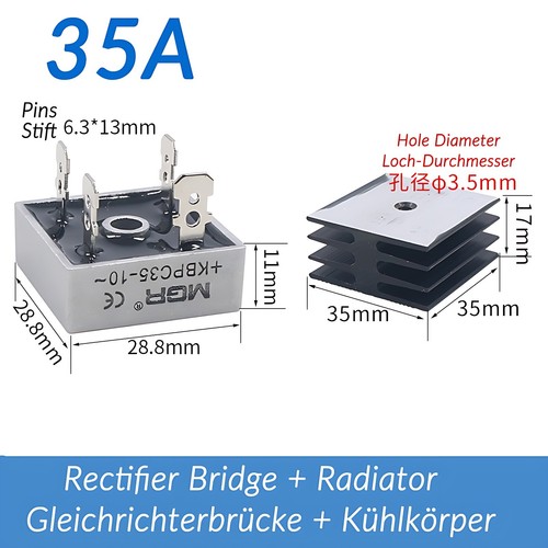 10/15/20/25/35/50A 1000V Metal Case Single Phases Diode Bridge Rectifier KBPC - Picture 19 of 21