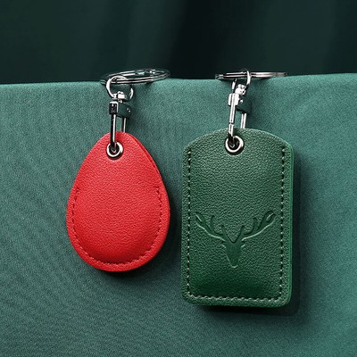 Access Card Case Leather Card Holder Keychain Key Ring Door Lock Access Card Bag