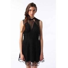 NEW Urban Outfitters Nom de Plume YaYa Black Silk Lace Open Back Dress $98 Sz 2