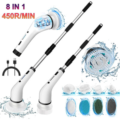 Electric Spin Scrubber Cordless Bath Tub Power Scrubber with Extend Handle