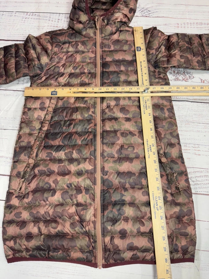 Burton Womens Evergreen Long Down Fill Insulator Jacket Sz Small Brown Duck Camo - Изображение 2 из 4