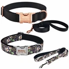 Dog Collar Leash Set Free Engraved Name Personalized Adjustable Nylon Boy Girl