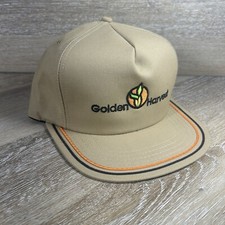 Vintage Golden Harvest Seed Corn Snap Back Hat Cap Beige USA KAP KING Excellent