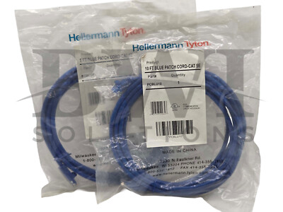 SEALED Hellermann Tyton PCBLU10 & PCBLU7 Blue Patch Cord-CAT 5E