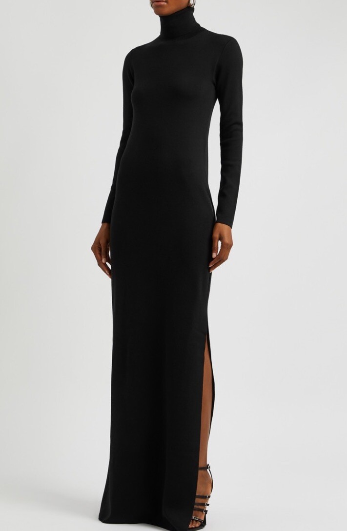 Maxi abito medio Saint Laurent in lana con ritaglio girocollo