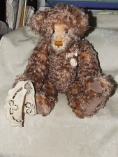 KNICKERBOCKER 16" Mohair Teddy Bear CAMILLE Lace Doily Cameo Pin Leather Pads