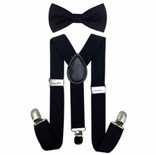 Black Color toddler bow tie and suspenders set for baby, 5 to 6 years old boy