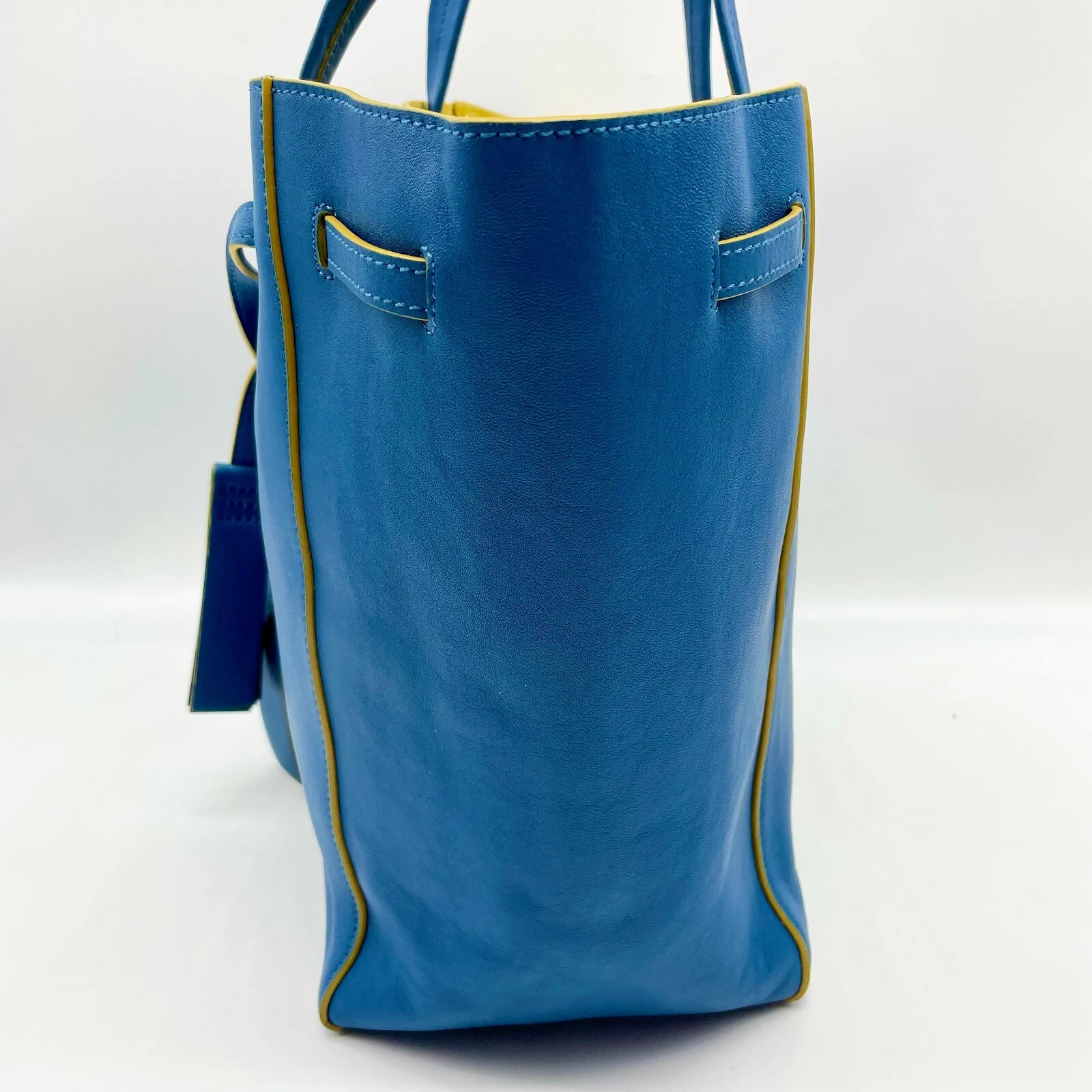 Celine Tote Bag Cabas Phantom borsa a mano in pelle blu F GC 0141 Y2K autentica