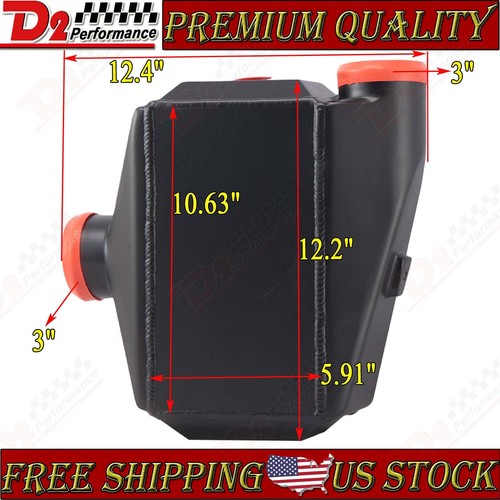 12.4''X12.2''X4.5'' Aluminum Air to Water Intercooler 3" Air Inlet Outlet Black