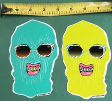 2 Gold Wheels Mask Fronts Skateboard Stickers  Kayo DGK