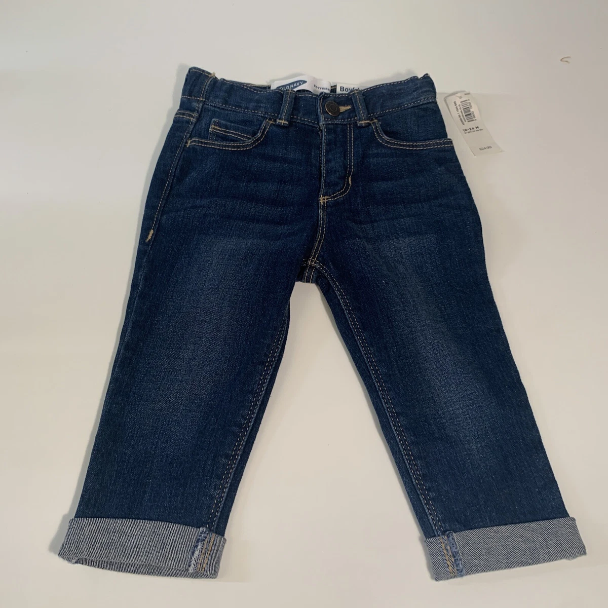 Old Navy Toddler Girls Boyfriend Jeans Snap Close Rolled Cuff Size 18 24M New