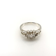 Vintage 925 Sterling Silver Clear CZ Ladies Band Ring Size 8.75