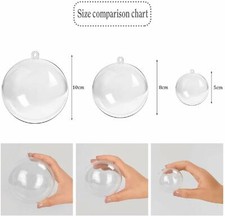 240X Clear Plastic Balls Christmas Baubles Sphere Fillable Xmas Tree Ornament