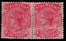 Tasmania 1878 Queen Victoria 1d One Penny carmine SG156 Mint pair