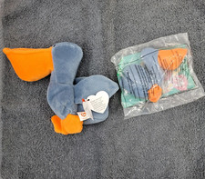 Ty Beanie Baby Retired 1996 Scoops the Pelican #4107 & Mini  - Many Errors