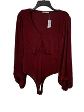 Red By BKE Burgundy Slinky V Neck Body Suit Size Large NWT