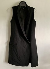 ASOS BLACK SLEEVELESS GILET VEST JACKET WRAP DRESS OVERSHIRT SIZE:10