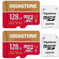  5-Yrs Free Data Recovery Gigastone 128GB 2PK Micro SD Card, 4K Game Pro, GoPro