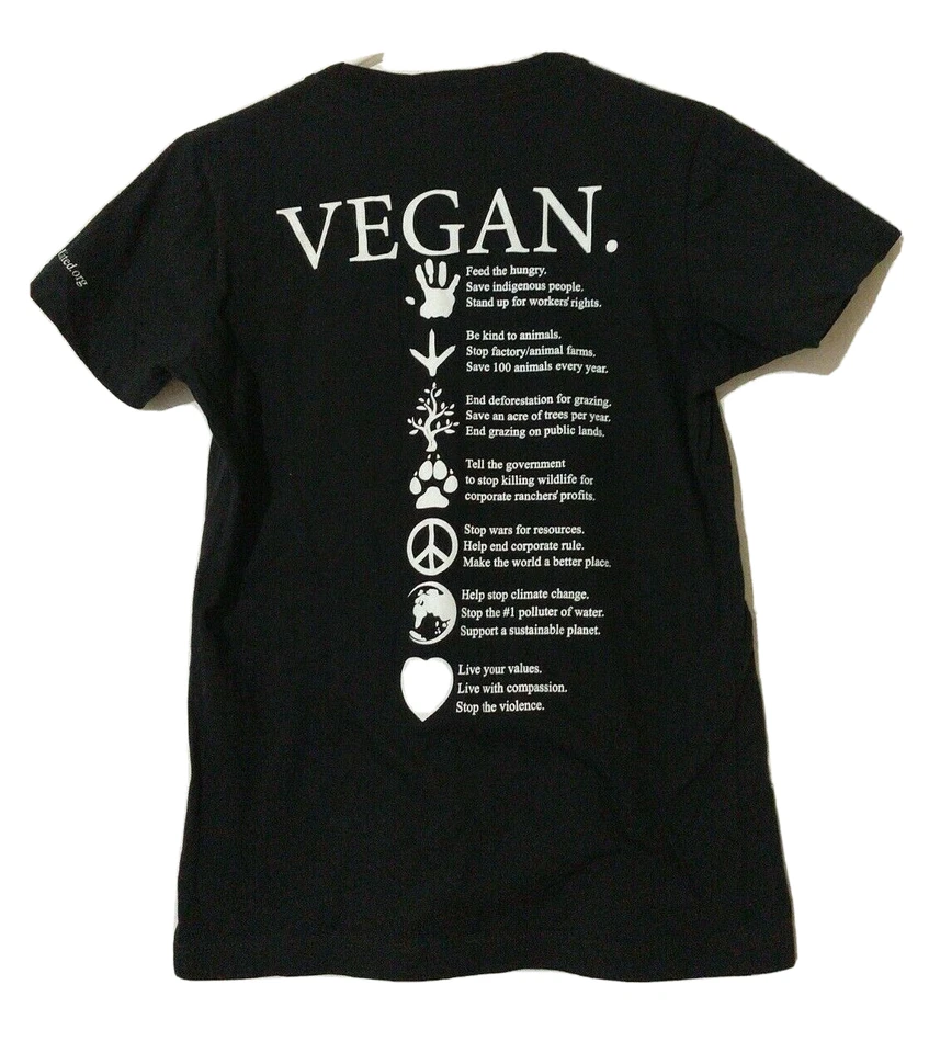 Camiseta grande negra vegana juvenil 100 % algodón orgánico certificado Foto 2 de 4