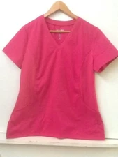 WHITE CROSS Allure 722 scrubs top dental medical M stretch knit sides dark pink