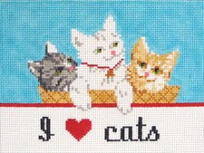 I Love Cats Hand Painted Needlepoint Canvas