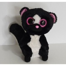 Ty FLORA Skunk Beanie Boos Plush 6  Black  White Pink Sparkle Big Eyes Cute 