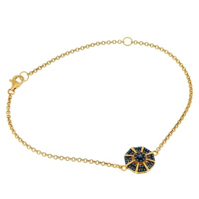 Colleen Lopez Goldtone Sterlingsilber blau Diamant Armband