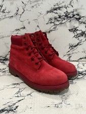 Timberland Waterproof Boots Premium Red Nubuck Boys Youth Size 6.5 A13HV 3730