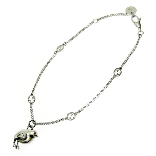 GUCCI Interlocking G Chick Bracelet 7.1" Silver 925 Auth #52843