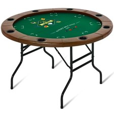 Round Poker Table 8 Player Texas Holdem Game Folding Casino Cup Holder Blackjack