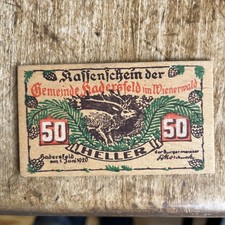 HADERSFELD 1920 XX-RARE WOODEN NOTGELD 50 Heller Austria