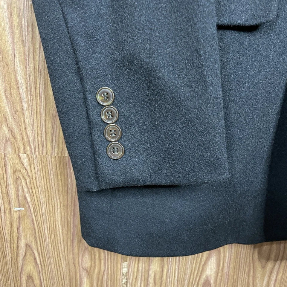 Abrigo deportivo Marshall Fields para hombre 44L negro liso 100 % cachemir dos botones Foto 4 de 4