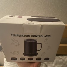 Temperature Control Smart Heated Mug Set, Charging Coaster, Sliding Lid, Black