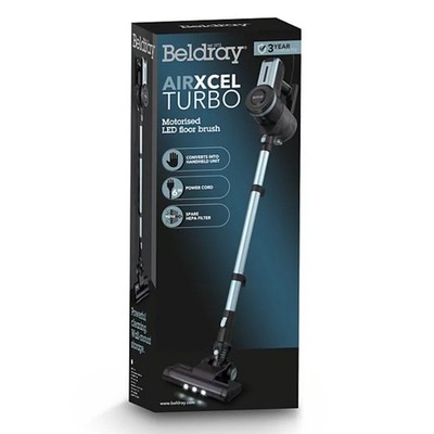 Beldray 2 in 1 Airxcel Turbo motorisierte LED Bodenbürste mit 2 in 1 Fugendüse
