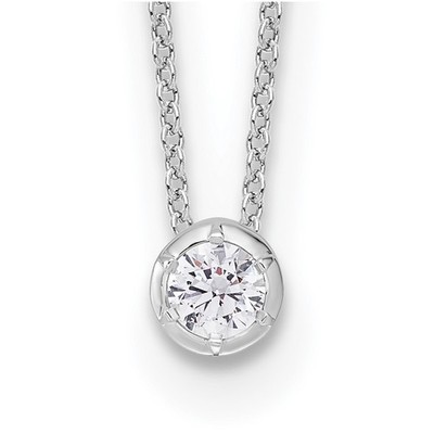 14k Weißgold 1/4 Kt Lab gezüchteter Diamant Solitär Plättchen Halskette 18'' VS, DE