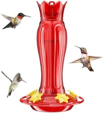 Hand Blown Glass Hummingbird Feeders for Outdoors Glass with 2 Feeding Ports Lea