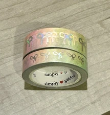 NEW Simply Gilded Rainbow Ombre w/ Holo Bows washi tape rolls 10 & 15 mm 🌈