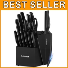 Professional Kitchen Knife Set with Built-in Sharpener