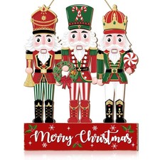 Christmas Nutcracker Door Decorations Hanging Sign, Merry Christmas Front Doo...