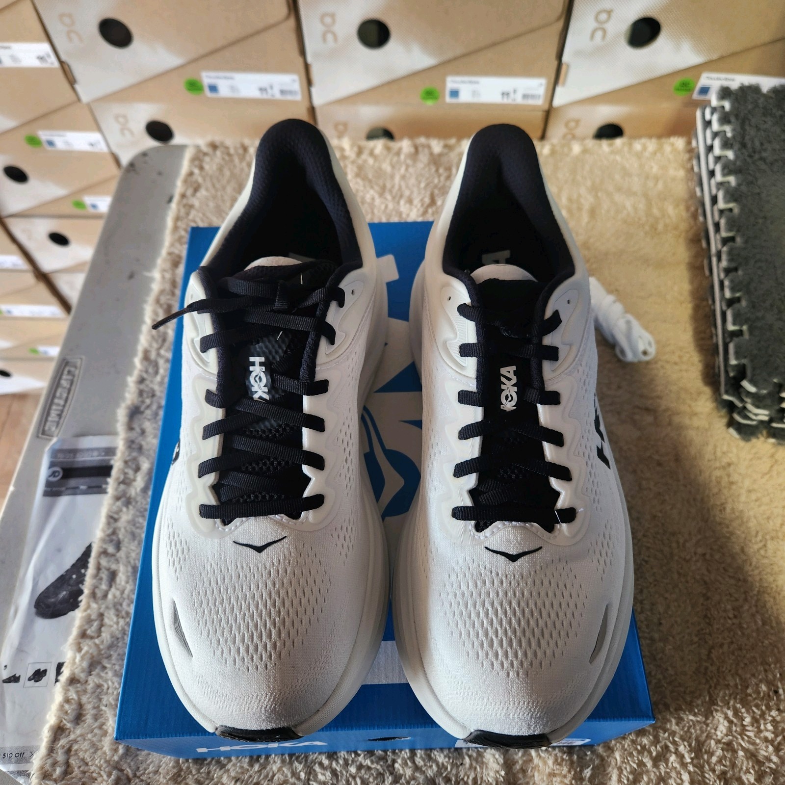 Hoka Bondi 9 White Black Mens Running Shoes Size 12.5D