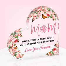Gifts for Mom from Daughter Son - Heart Engraved Acrylic Plaque 6 X 6 Inch - Sen