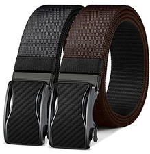 Mens Ratchet Belt Reversible,Web Nylon 30"-36"Waist Adjustable Black/Brown2077